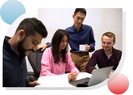 Team members helping customer